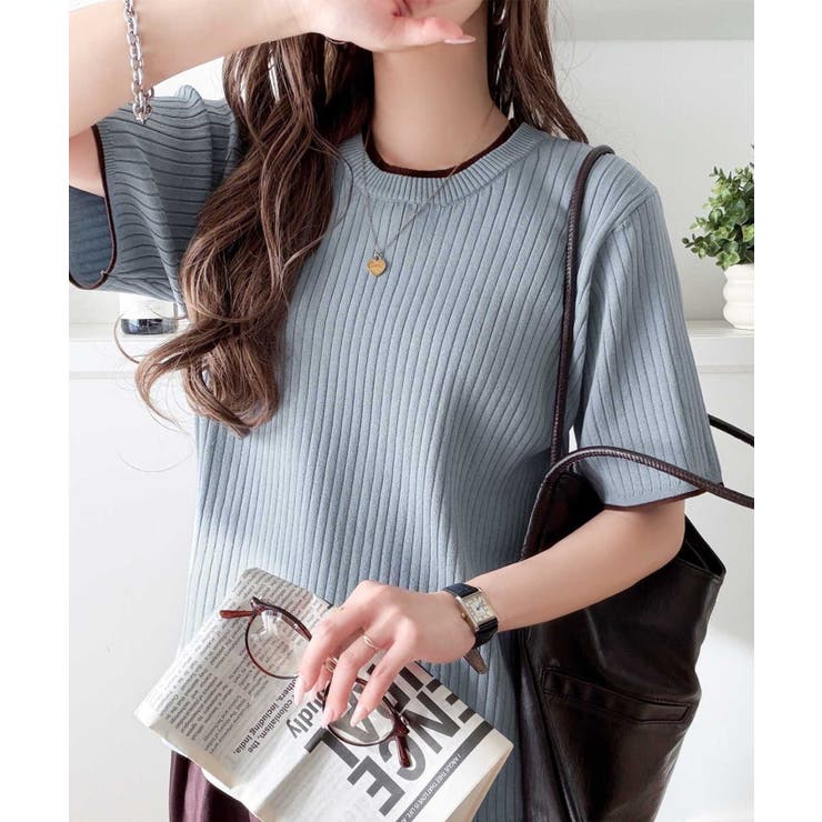 遊び心くすぐる、大人のプチ配色。袖先配色リブニット(半袖) | Classical Elf  | 詳細画像30 