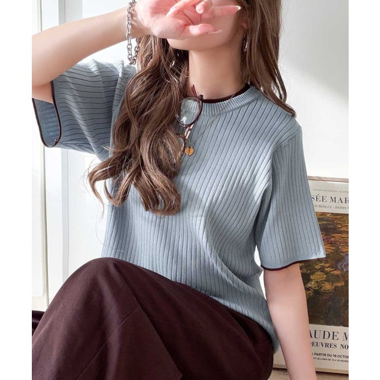 遊び心くすぐる、大人のプチ配色。袖先配色リブニット(半袖) | Classical Elf  | 詳細画像34 