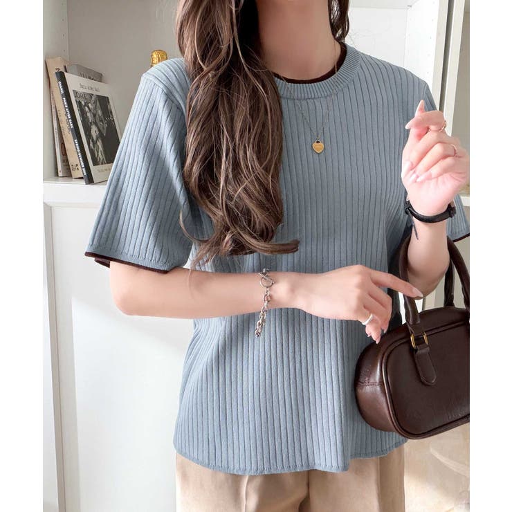 遊び心くすぐる、大人のプチ配色。袖先配色リブニット(半袖) | Classical Elf  | 詳細画像35 