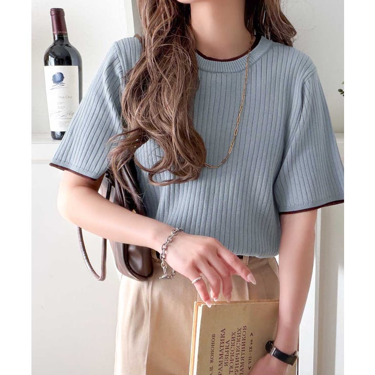 遊び心くすぐる、大人のプチ配色。袖先配色リブニット(半袖) | Classical Elf  | 詳細画像37 