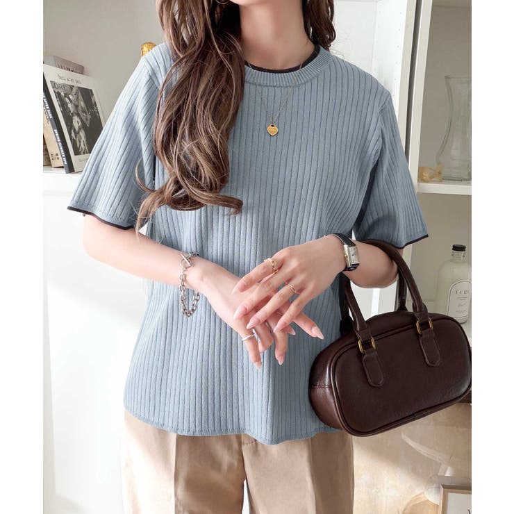 遊び心くすぐる、大人のプチ配色。袖先配色リブニット(半袖) | Classical Elf  | 詳細画像38 