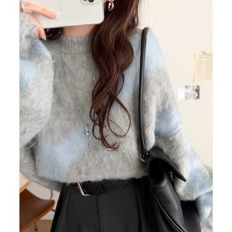 今日はどの色？ふわふわ配色に一目惚れ♡配色ニュアンス柄 起毛ニット オーバーサイ… | Classical Elf  | 詳細画像14 