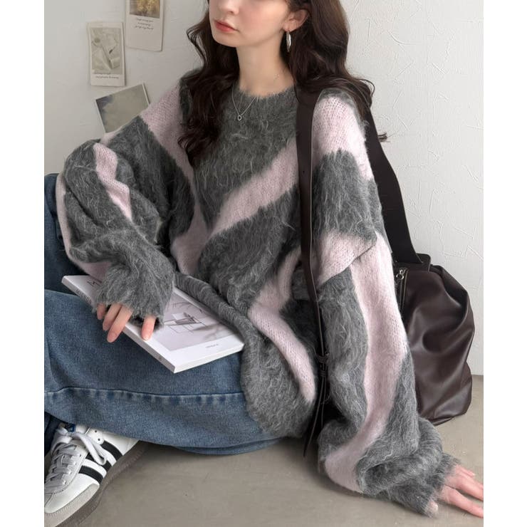 今日はどの色？ふわふわ配色に一目惚れ♡配色ニュアンス柄 起毛ニット オーバーサイ… | Classical Elf  | 詳細画像31 