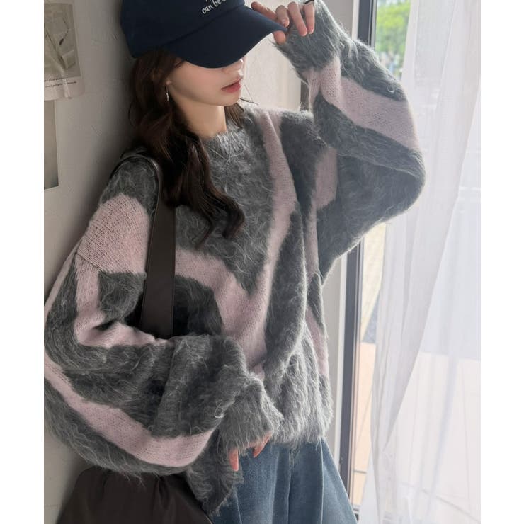 今日はどの色？ふわふわ配色に一目惚れ♡配色ニュアンス柄 起毛ニット オーバーサイ… | Classical Elf  | 詳細画像32 