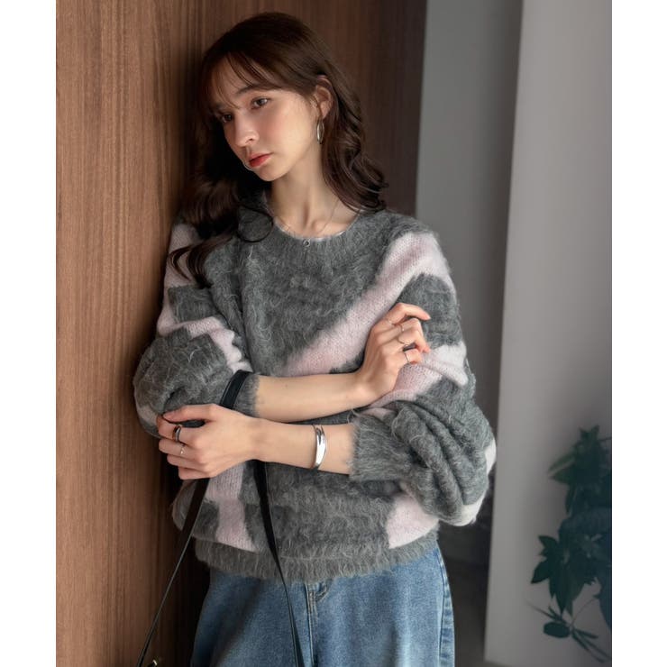 今日はどの色？ふわふわ配色に一目惚れ♡配色ニュアンス柄 起毛ニット オーバーサイ… | Classical Elf  | 詳細画像35 