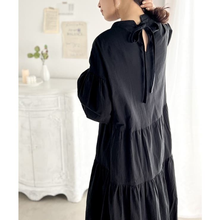 ふんわりモテワンピ。コットン100％バックリボンティアードワンピース | Classical Elf  | 詳細画像5 