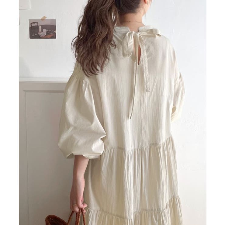 ふんわりモテワンピ。コットン100％バックリボンティアードワンピース | Classical Elf  | 詳細画像15 