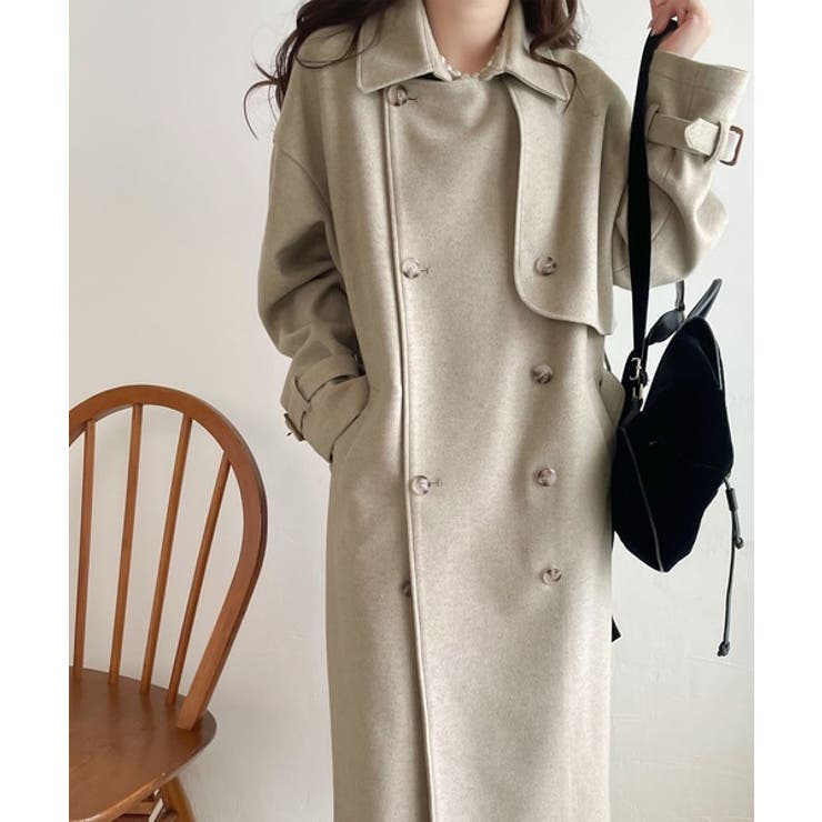 大人っぽく上品映え。軽い着心地のライトメルトンライクロングコート