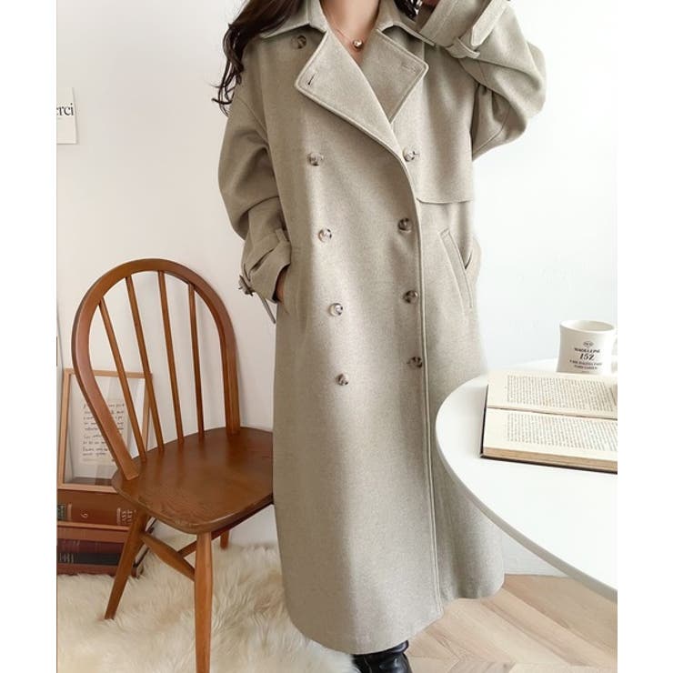 大人っぽく上品映え。軽い着心地のライトメルトンライクロングコート