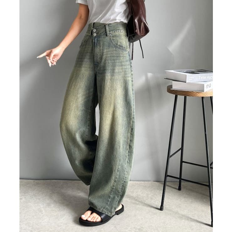 トレンド感抜群。コットン100%アシメウエストカーブデニムパンツ | Classical Elf  | 詳細画像36