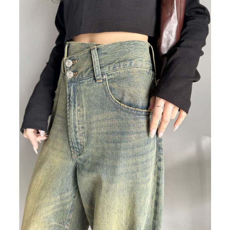 トレンド感抜群。コットン100%アシメウエストカーブデニムパンツ | Classical Elf  | 詳細画像38