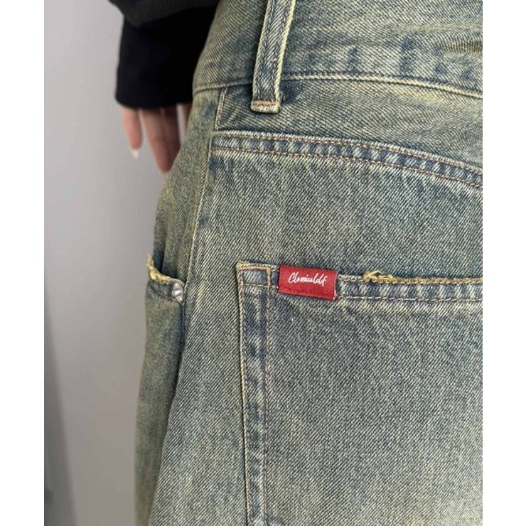 トレンド感抜群。コットン100%アシメウエストカーブデニムパンツ