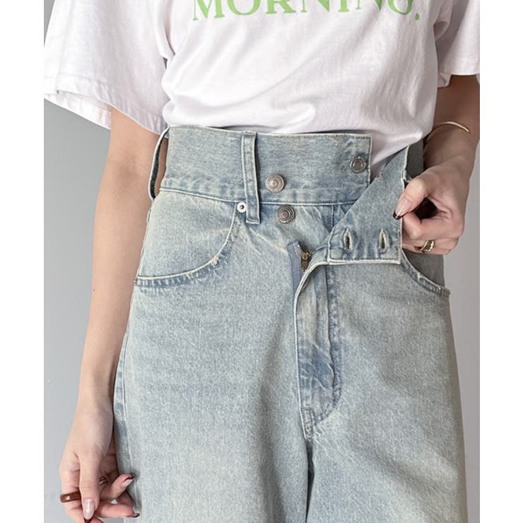 トレンド感抜群。コットン100%アシメウエストカーブデニムパンツ | Classical Elf  | 詳細画像42