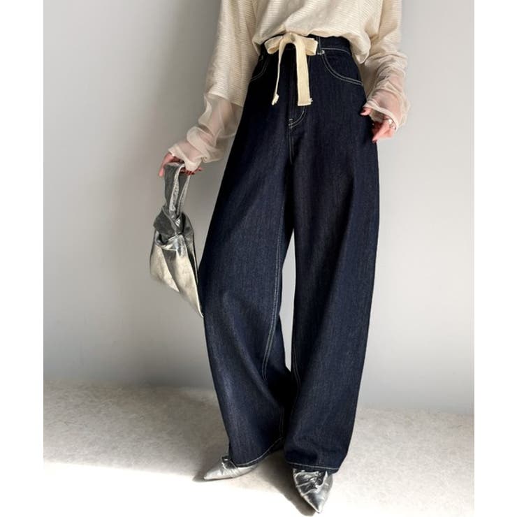 大人カジュアルをお洒落に格上げ。ドロスト紐付きカーブイージーデニムパンツ | Classical Elf  | 詳細画像14 