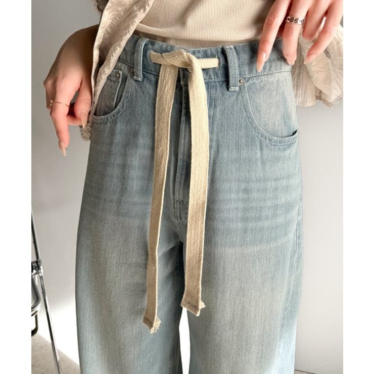 大人カジュアルをお洒落に格上げ。ドロスト紐付きカーブイージーデニムパンツ | Classical Elf  | 詳細画像18 