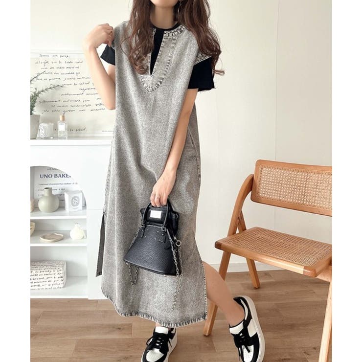 リラクシーな大人カジュアル。綿100％カフタン調サイドスリット前後2wayデニム… | Classical Elf  | 詳細画像16 