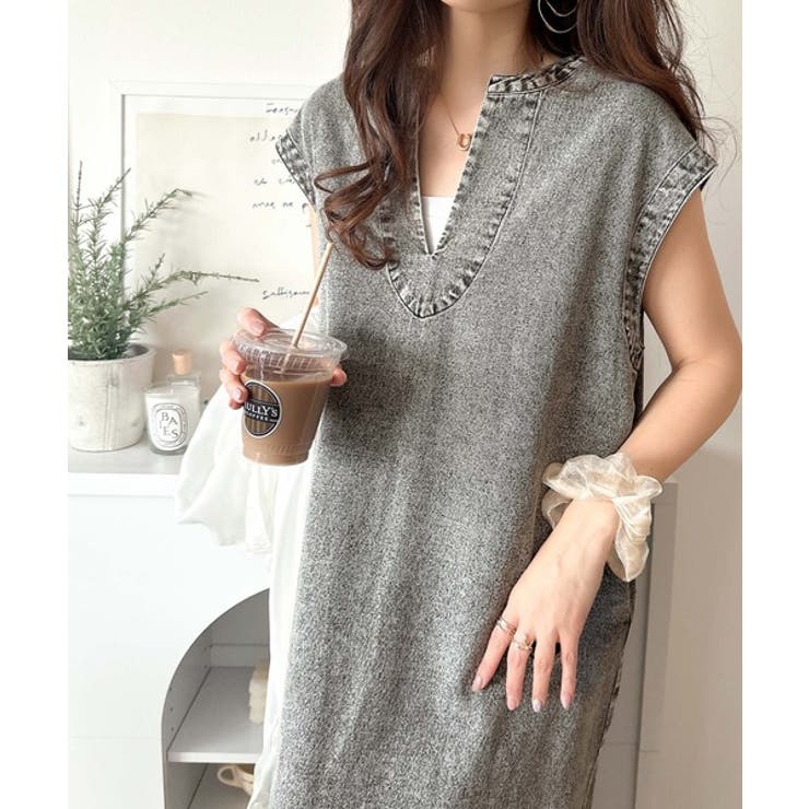 リラクシーな大人カジュアル。綿100％カフタン調サイドスリット前後2wayデニム… | Classical Elf  | 詳細画像18 