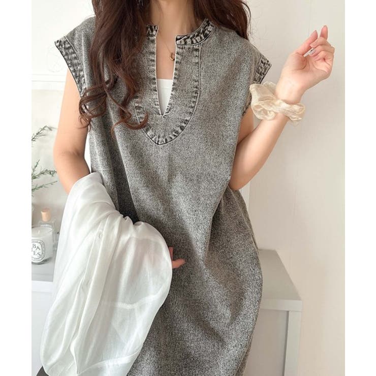 リラクシーな大人カジュアル。綿100％カフタン調サイドスリット前後2wayデニム… | Classical Elf  | 詳細画像21 