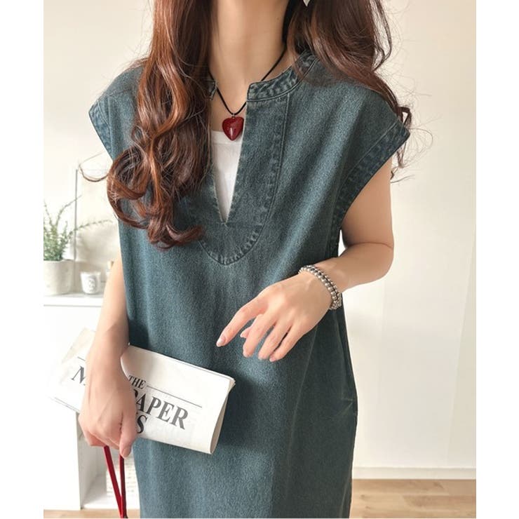 リラクシーな大人カジュアル。綿100％カフタン調サイドスリット前後2wayデニム… | Classical Elf  | 詳細画像25 