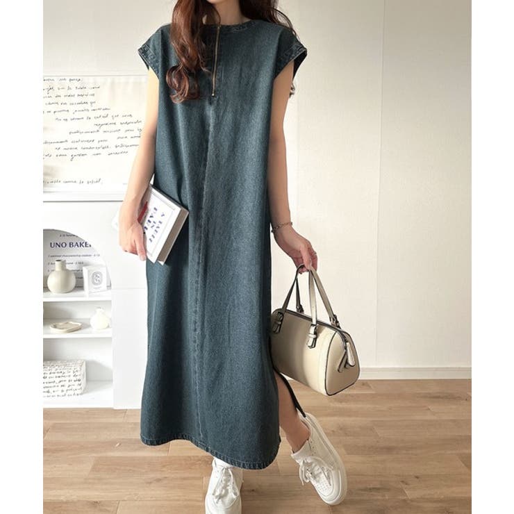 リラクシーな大人カジュアル。綿100％カフタン調サイドスリット前後2wayデニム… | Classical Elf  | 詳細画像26 