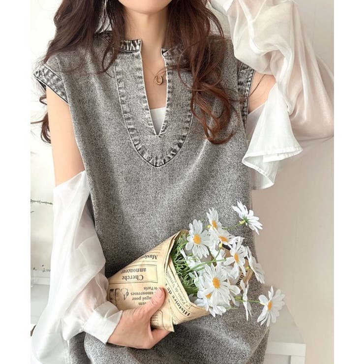 ブラックケミカル | リラクシーな大人カジュアル。綿100％カフタン調サイドスリット前後2wayデニム… | Classical Elf 