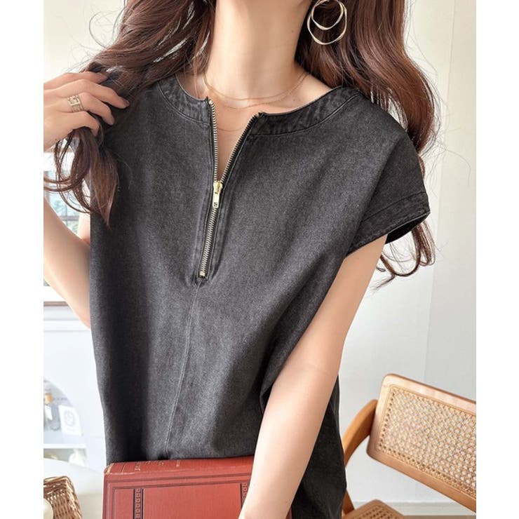 リラクシーな大人カジュアル。綿100％カフタン調サイドスリット前後2wayデニム… | Classical Elf  | 詳細画像2 