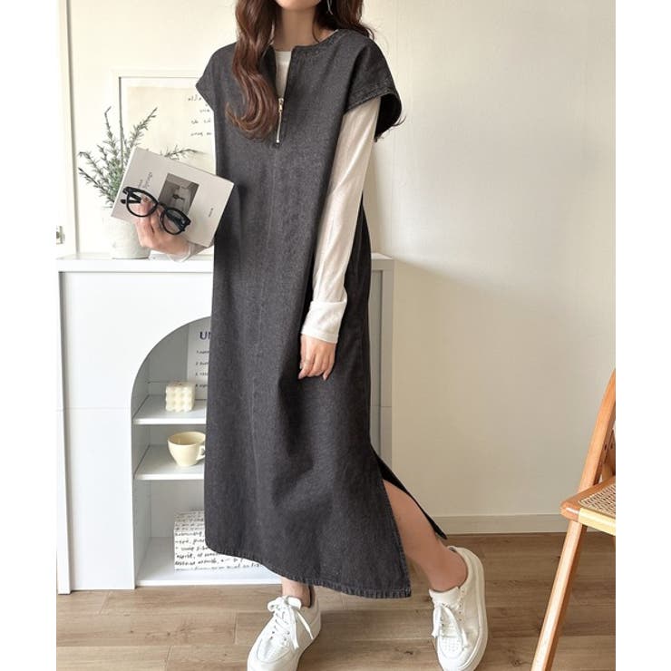 リラクシーな大人カジュアル。綿100％カフタン調サイドスリット前後2wayデニム… | Classical Elf  | 詳細画像3 