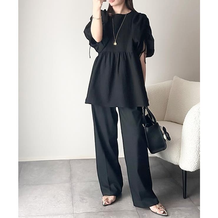 軽やかで上品。シアサッカー前後2WAYギャザーパフスリーブチュニックブラウス | Classical Elf  | 詳細画像19 