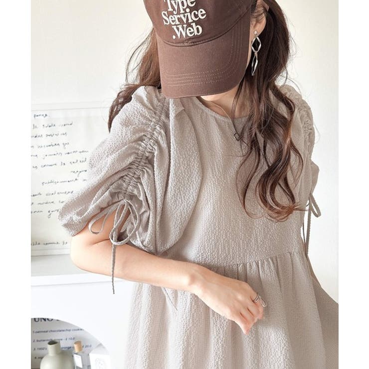 軽やかで上品。シアサッカー前後2WAYギャザーパフスリーブチュニックブラウス | Classical Elf  | 詳細画像35 