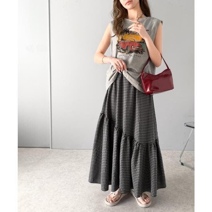 レトロなムードが大人可愛い。シアーサッカーアシンメトリーティアードスカート(ロン… | Classical Elf  | 詳細画像47