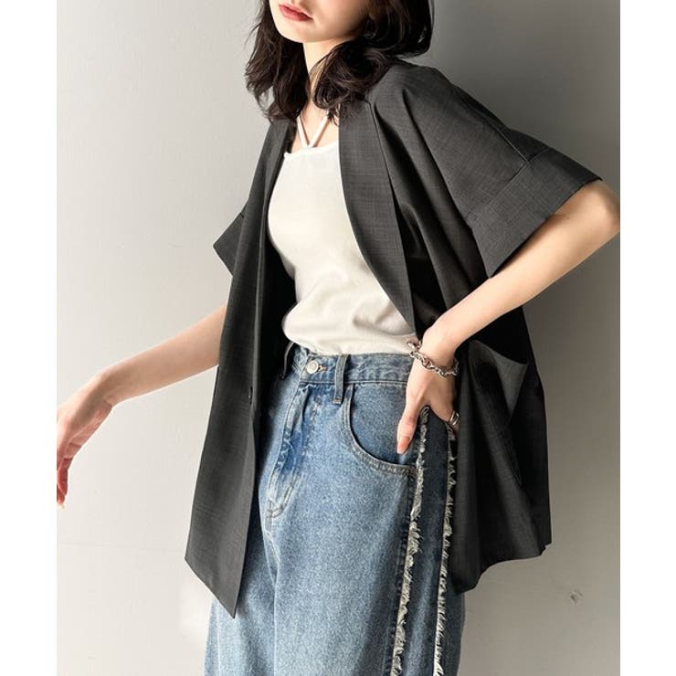 大人の抜け感を楽しむ。麻調シアードルマンショートスリーブジャケット | Classical Elf  | 詳細画像10 