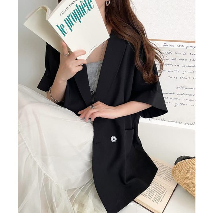 大人の抜け感を楽しむ。麻調シアードルマンショートスリーブジャケット | Classical Elf  | 詳細画像1 