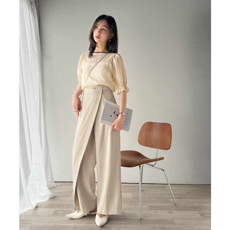 涼しげ＆透明感◎配色パイピング バルーンフリルスリーブ楊柳ブラウス | Classical Elf  | 詳細画像7 