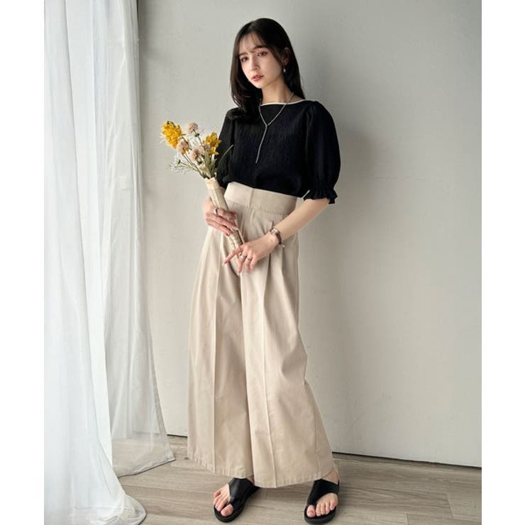 涼しげ＆透明感◎配色パイピング バルーンフリルスリーブ楊柳ブラウス | Classical Elf  | 詳細画像13 