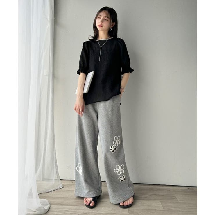 涼しげ＆透明感◎配色パイピング バルーンフリルスリーブ楊柳ブラウス | Classical Elf  | 詳細画像19 