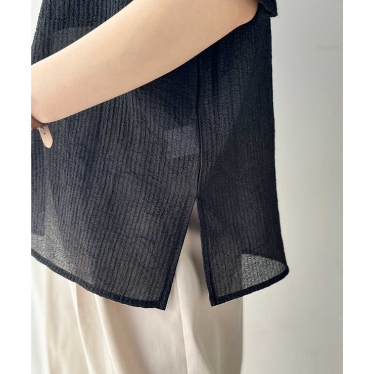 涼しげ＆透明感◎配色パイピング バルーンフリルスリーブ楊柳ブラウス | Classical Elf  | 詳細画像32 