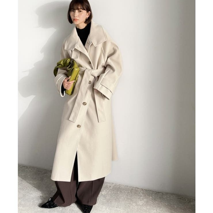 360度上品魅せ。衿2way比翼スタンドウール調ステンカラーコート（ロング丈） | Classical Elf  | 詳細画像7 