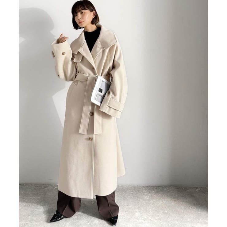 360度上品魅せ。衿2way比翼スタンドウール調ステンカラーコート（ロング丈） | Classical Elf  | 詳細画像8 