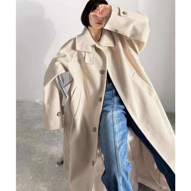 360度上品魅せ。衿2way比翼スタンドウール調ステンカラーコート（ロング丈） | Classical Elf  | 詳細画像9 