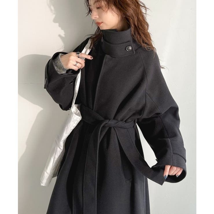 360度上品魅せ。衿2way比翼スタンドウール調ステンカラーコート（ロング丈） | Classical Elf  | 詳細画像11 