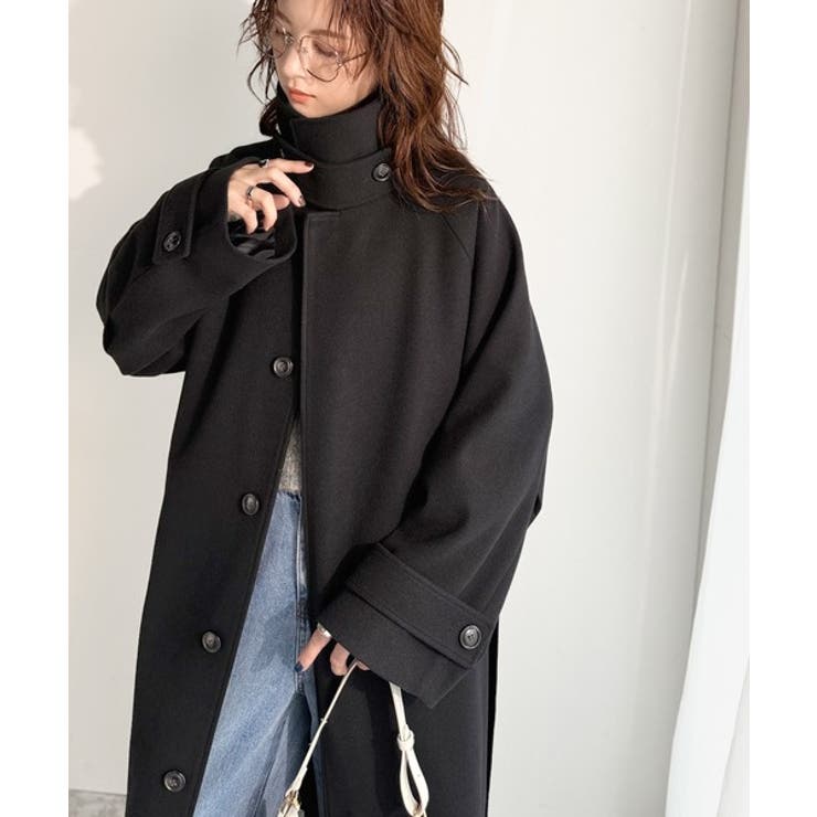 360度上品魅せ。衿2way比翼スタンドウール調ステンカラーコート（ロング丈） | Classical Elf  | 詳細画像12 