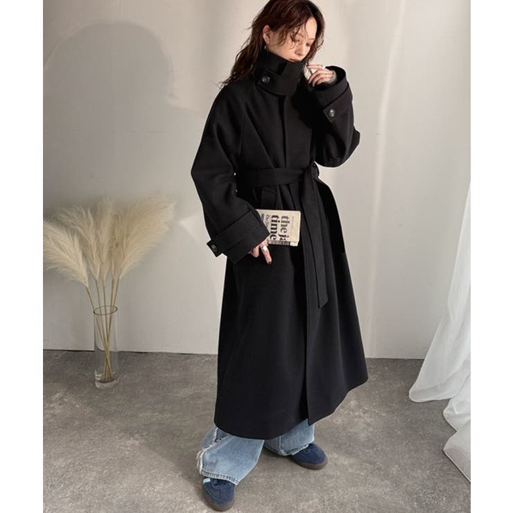 360度上品魅せ。衿2way比翼スタンドウール調ステンカラーコート（ロング丈） | Classical Elf  | 詳細画像14 