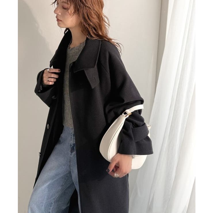 360度上品魅せ。衿2way比翼スタンドウール調ステンカラーコート（ロング丈） | Classical Elf  | 詳細画像16 