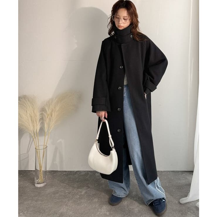 360度上品魅せ。衿2way比翼スタンドウール調ステンカラーコート（ロング丈） | Classical Elf  | 詳細画像17 