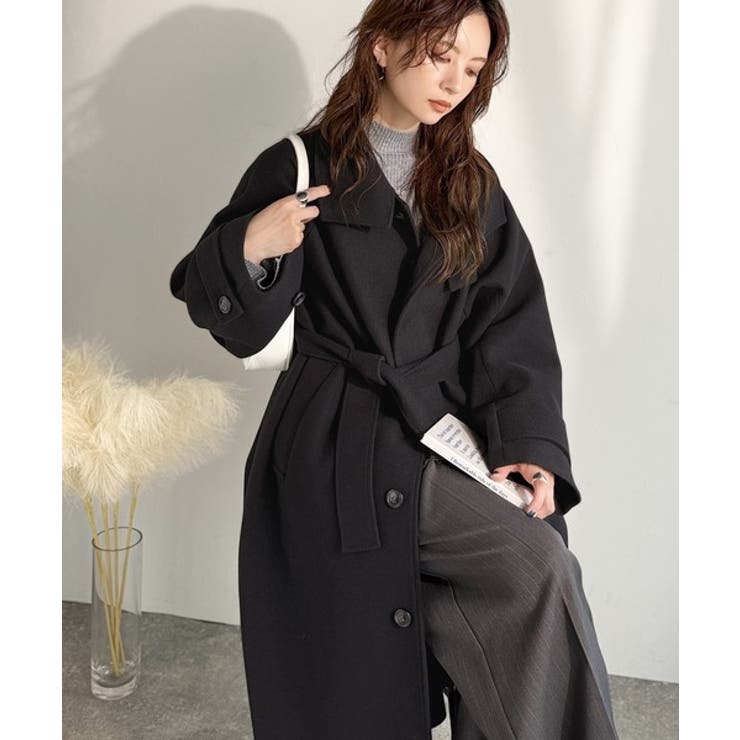 360度上品魅せ。衿2way比翼スタンドウール調ステンカラーコート（ロング丈） | Classical Elf  | 詳細画像19 