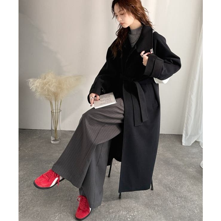 360度上品魅せ。衿2way比翼スタンドウール調ステンカラーコート（ロング丈） | Classical Elf  | 詳細画像21 