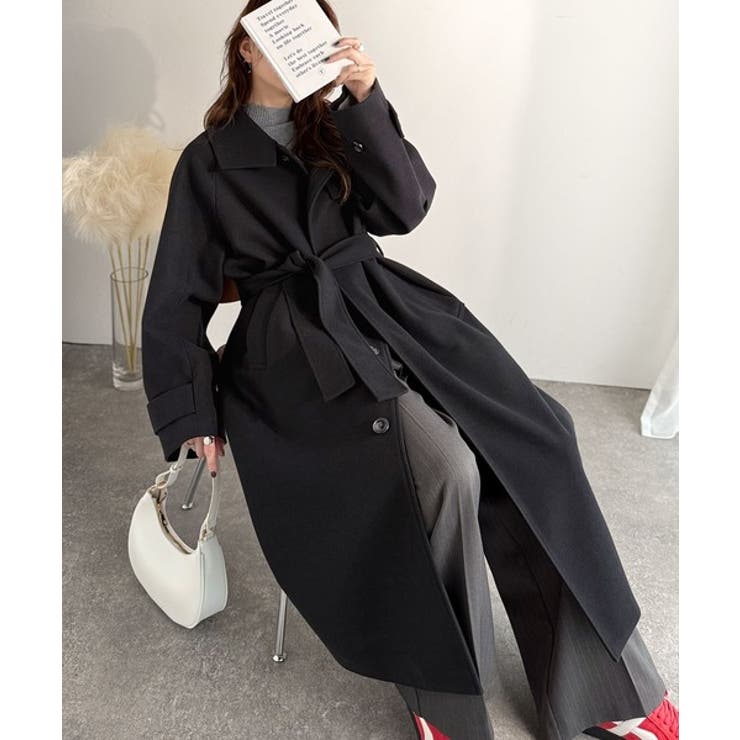 360度上品魅せ。衿2way比翼スタンドウール調ステンカラーコート（ロング丈） | Classical Elf  | 詳細画像22 