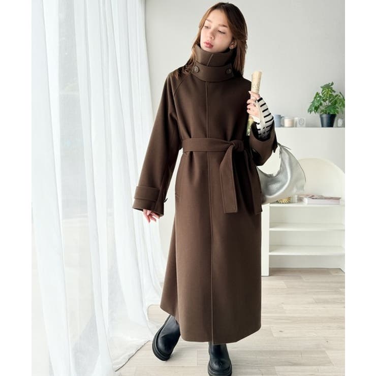360度上品魅せ。衿2way比翼スタンドウール調ステンカラーコート（ロング丈） | Classical Elf  | 詳細画像29 
