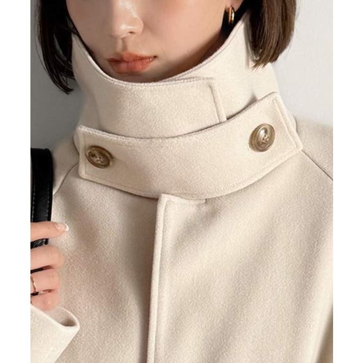 360度上品魅せ。衿2way比翼スタンドウール調ステンカラーコート（ロング丈） | Classical Elf  | 詳細画像37 