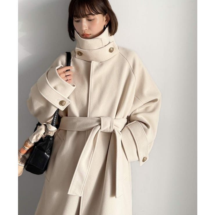 360度上品魅せ。衿2way比翼スタンドウール調ステンカラーコート（ロング丈） | Classical Elf  | 詳細画像2 